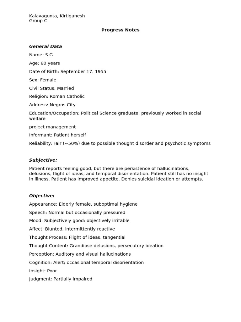 Progress Notes | PDF