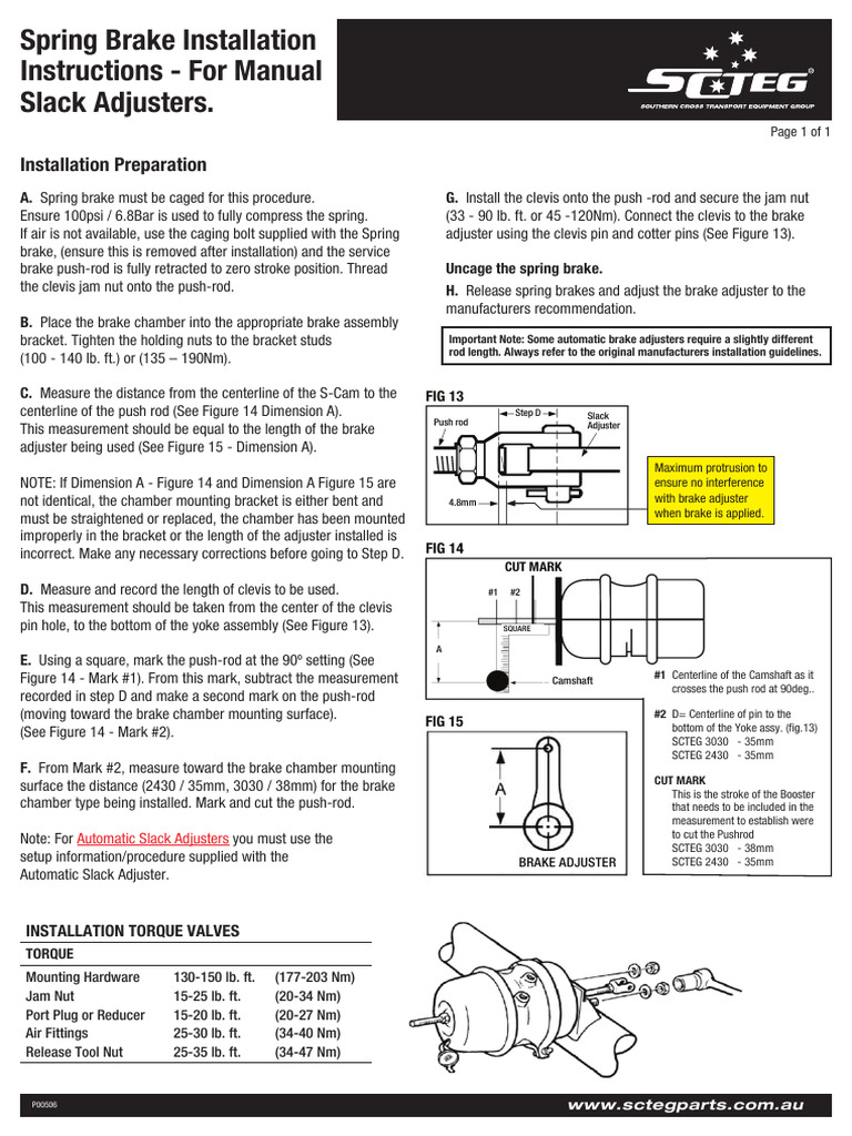 P00506 Spring Brake Install Instructions | PDF | Nut (Hardware ...