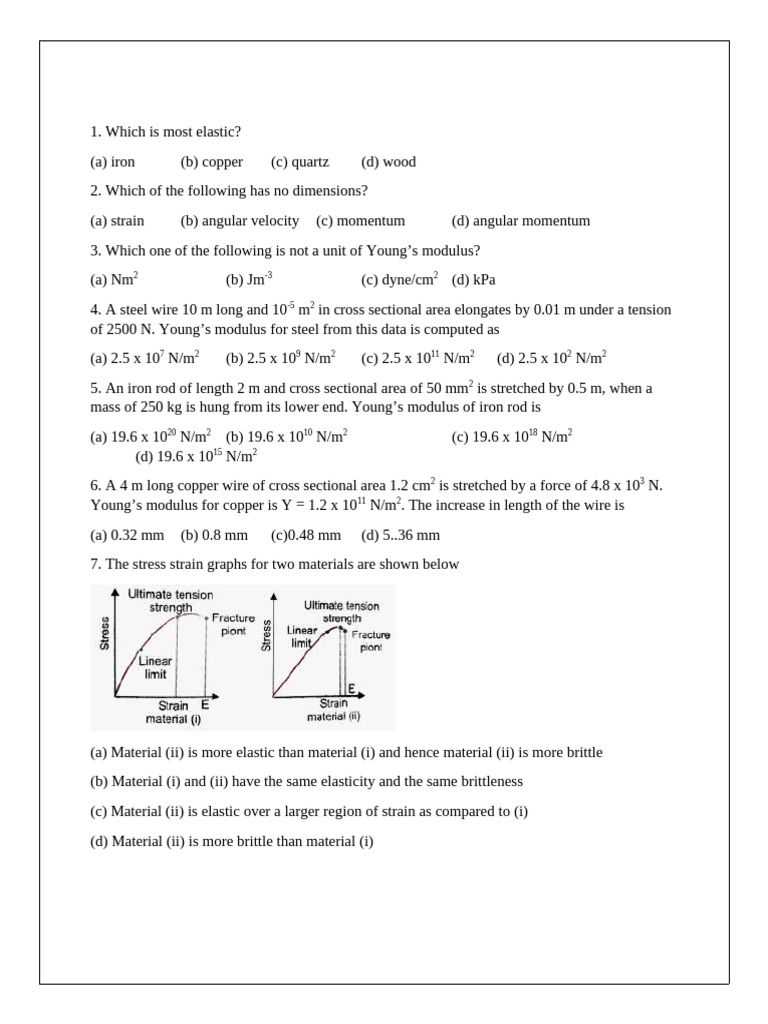 Mechanical Properties of Solids | PDF | Young's Modulus | Deformation ...
