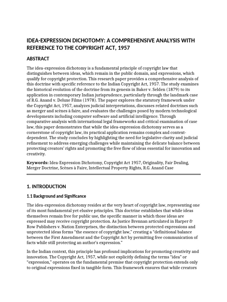 Idea Expression Paper | PDF | Copyright