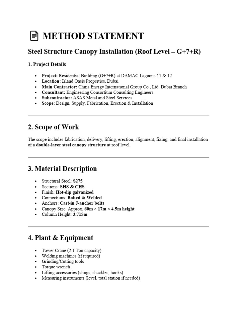 Method Statement | PDF