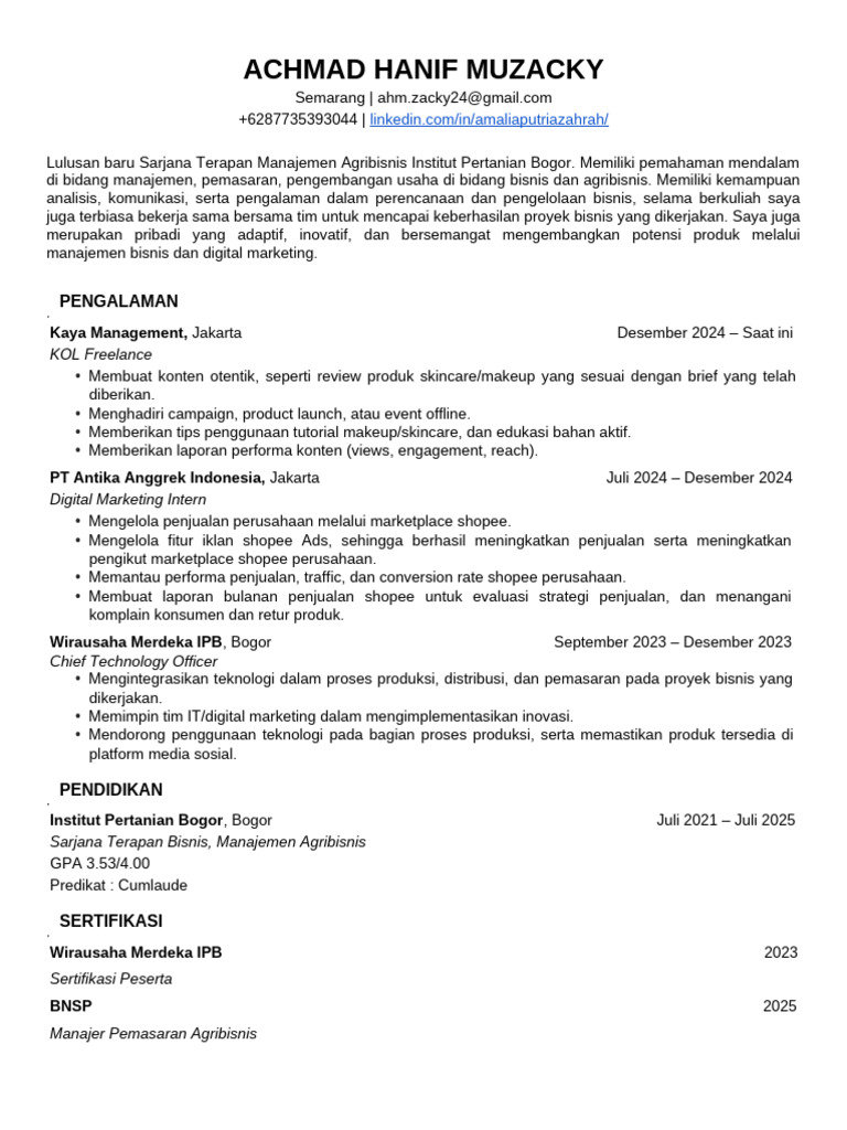 CV Template ATS | PDF
