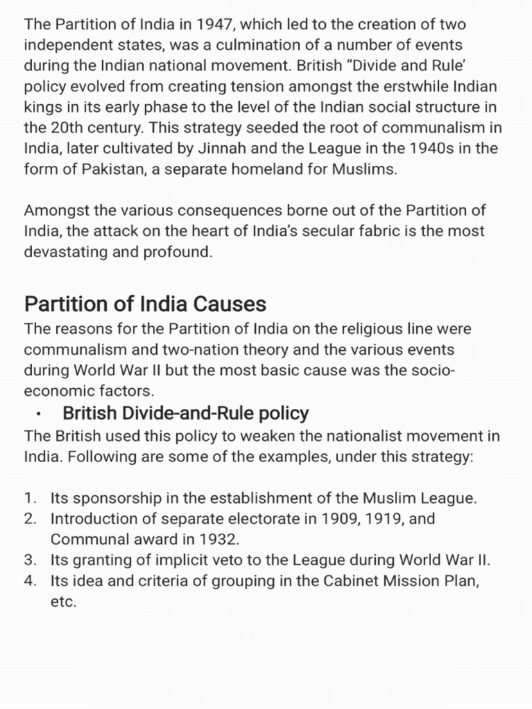 Partition of India and its consequences _251023_232939 | PDF