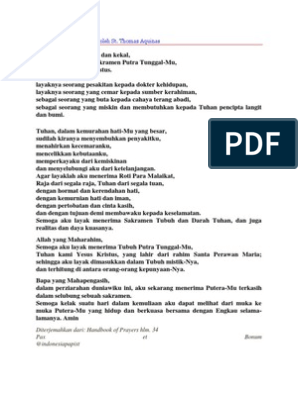 Doa Sebelum Misa Kudus oleh St. Thomas Aquinas - Indonesian Papist