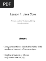 Lesson 1: Java Core: Arrays and Its Variants, String Manipulation