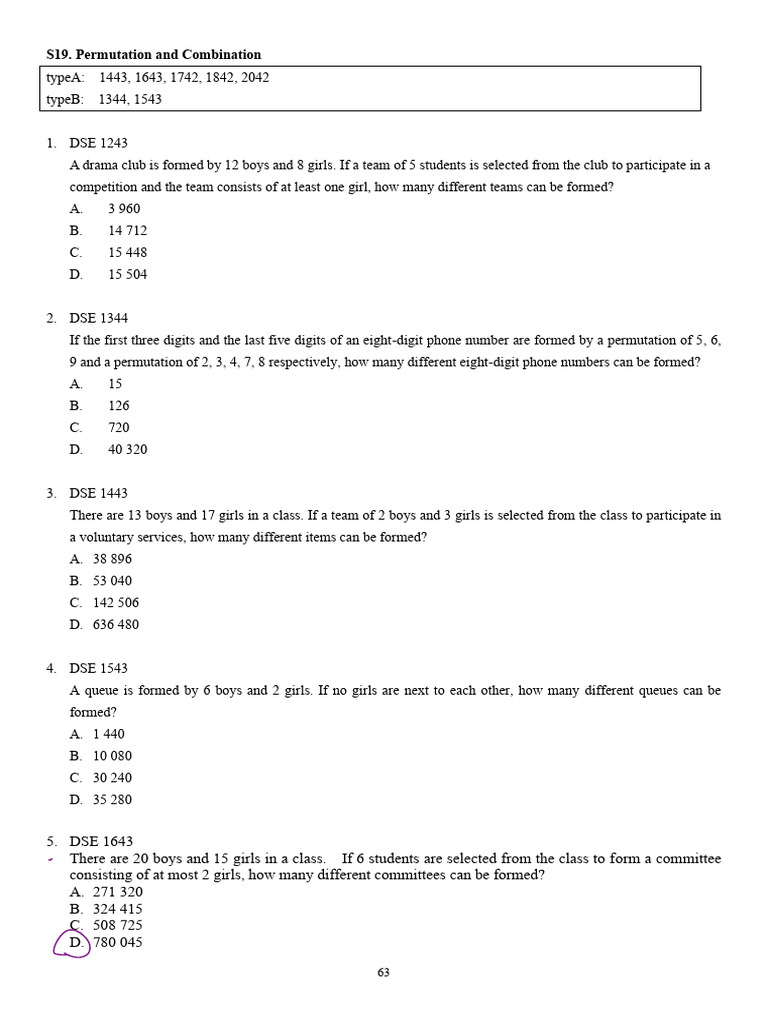 Prob. Permutation Combination MC Khansa | PDF | Probability | Mathematics