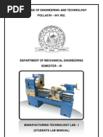 Download ME 2207 - Manufacturing Technology 1 - Lab Manual by Mohan PrasadM SN102346370 doc pdf