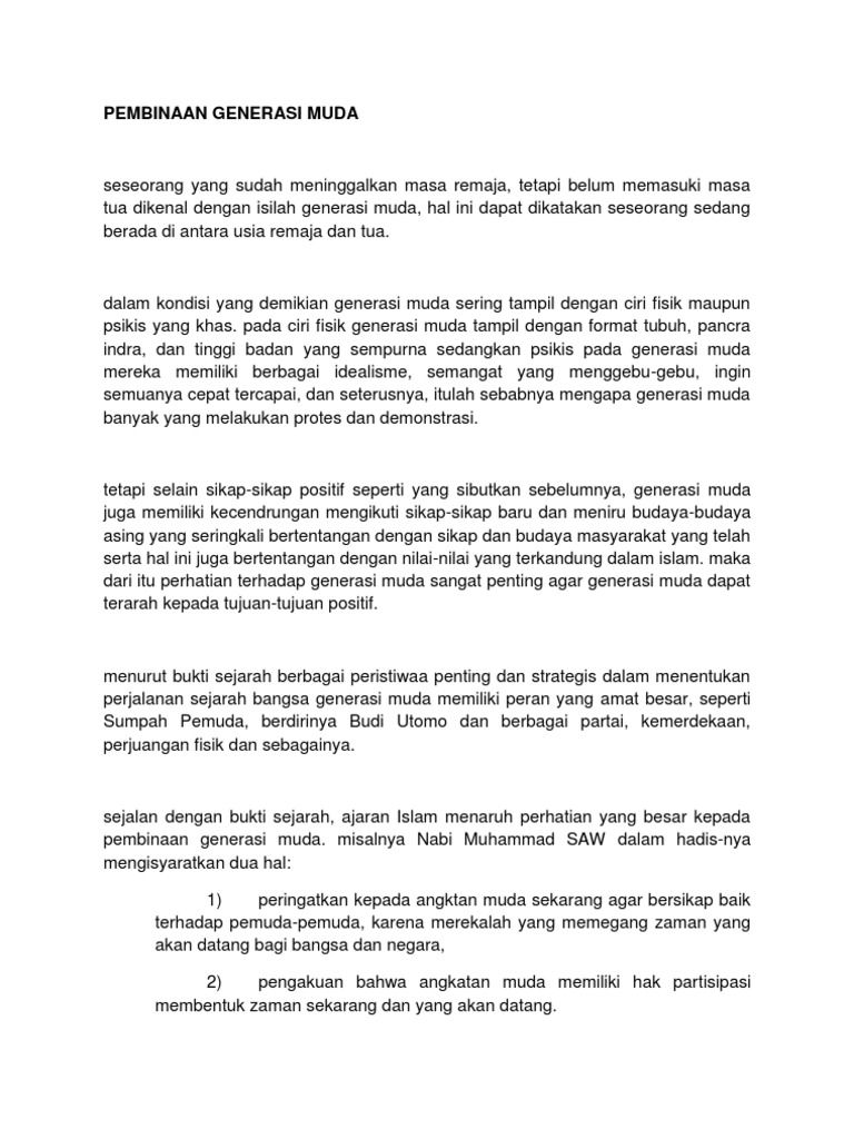 Pembinaan Generasi Muda Pdf