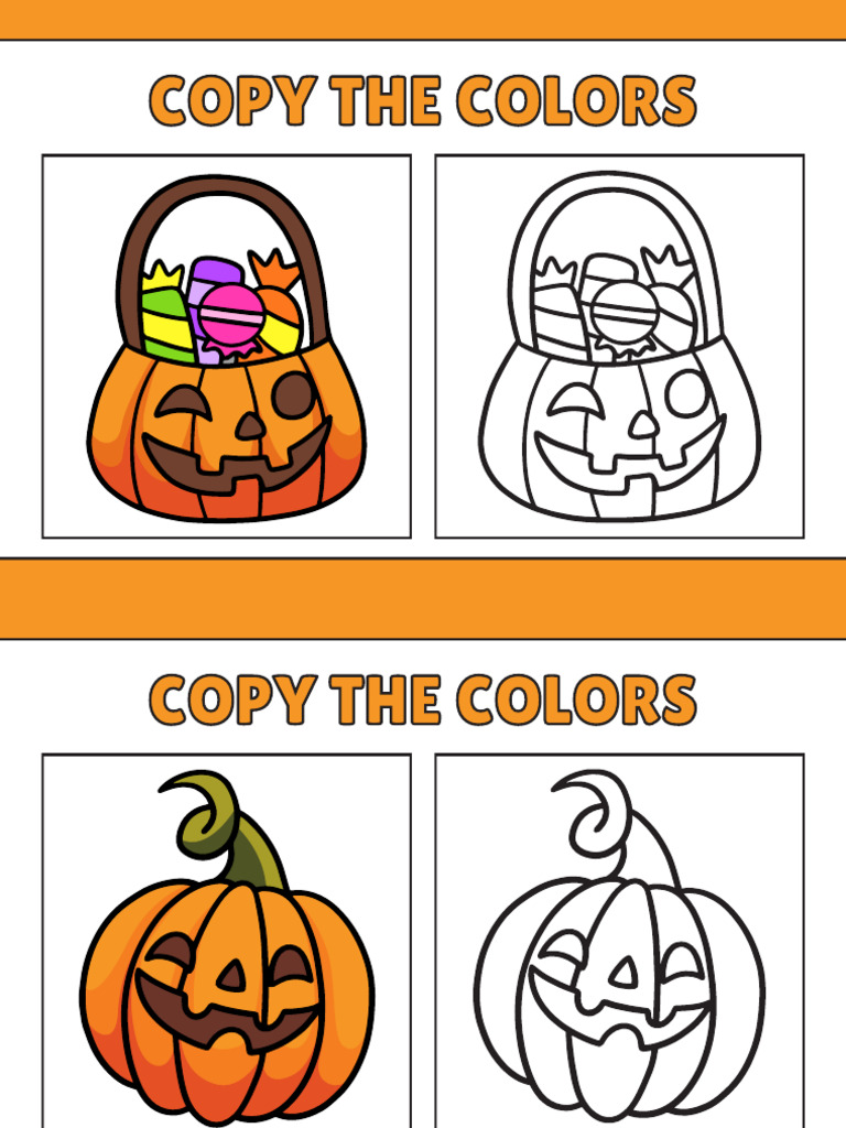 Copy the Colors Coloring Pages Worksheet in Orange Lined Cartoon Style ...