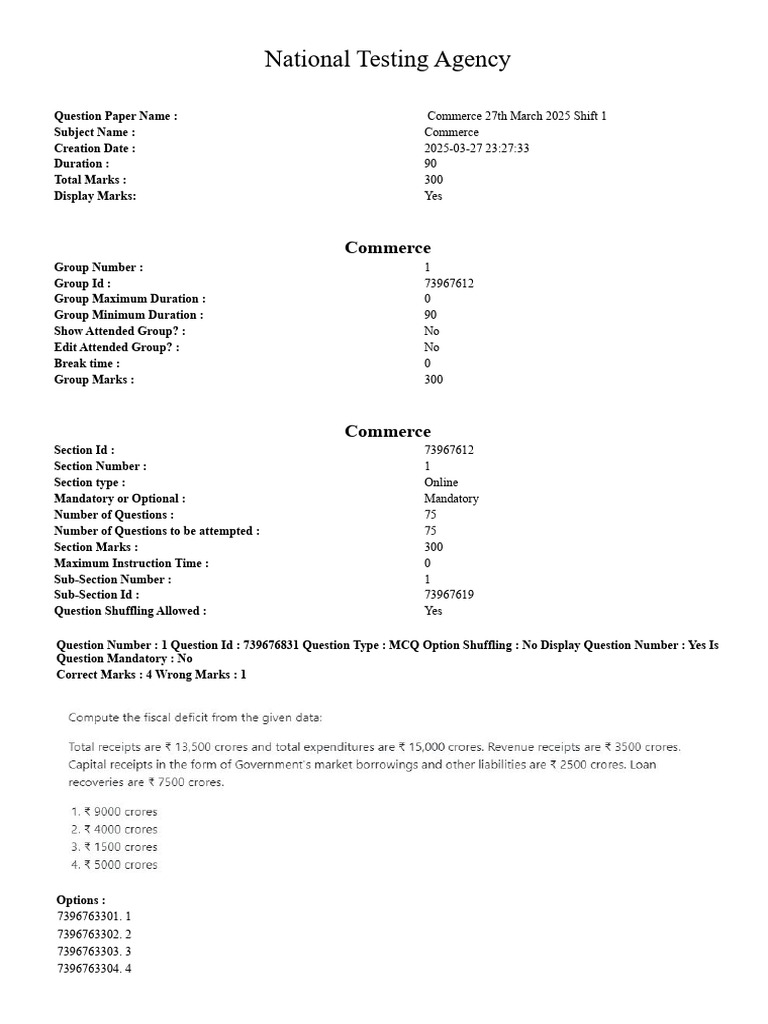 Cuet Pg 2025 Commerce Question Paper 1768757407 | PDF | Multiple Choice ...