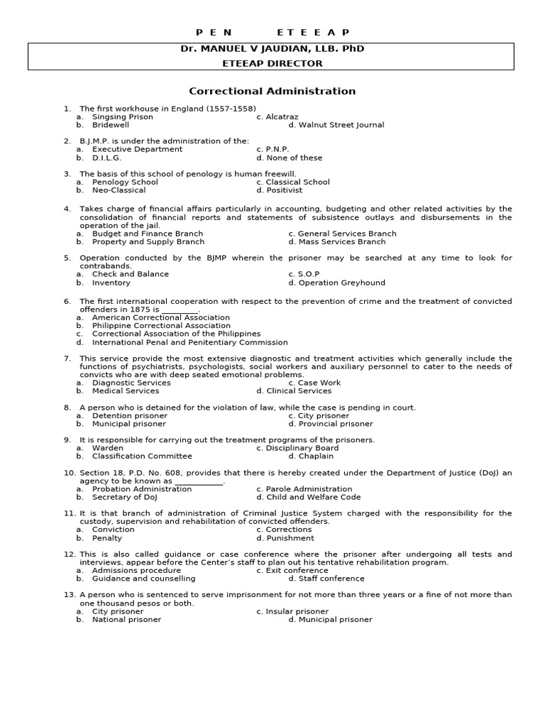 Correction Questionnaire | PDF | Prison | Probation