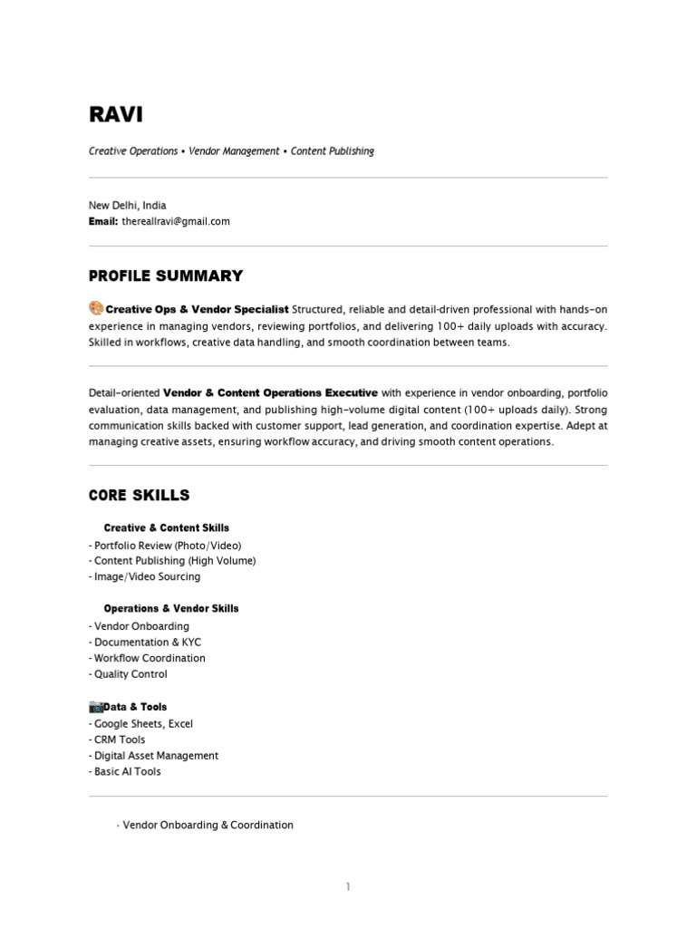 Resume Ravi Kumar | PDF | Customer Relationship Management | Data ...