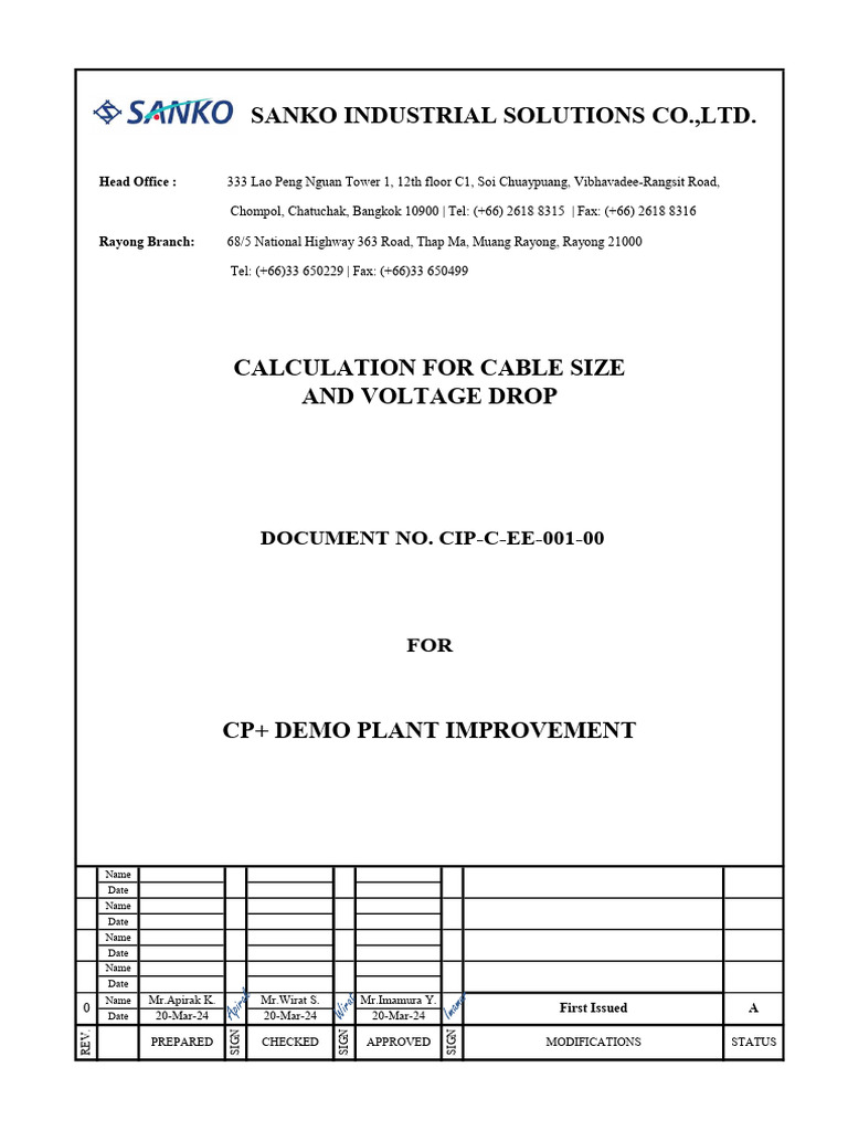 3.1.3 Calculation for Cable Size and Voltage Drop | PDF | Electricity ...