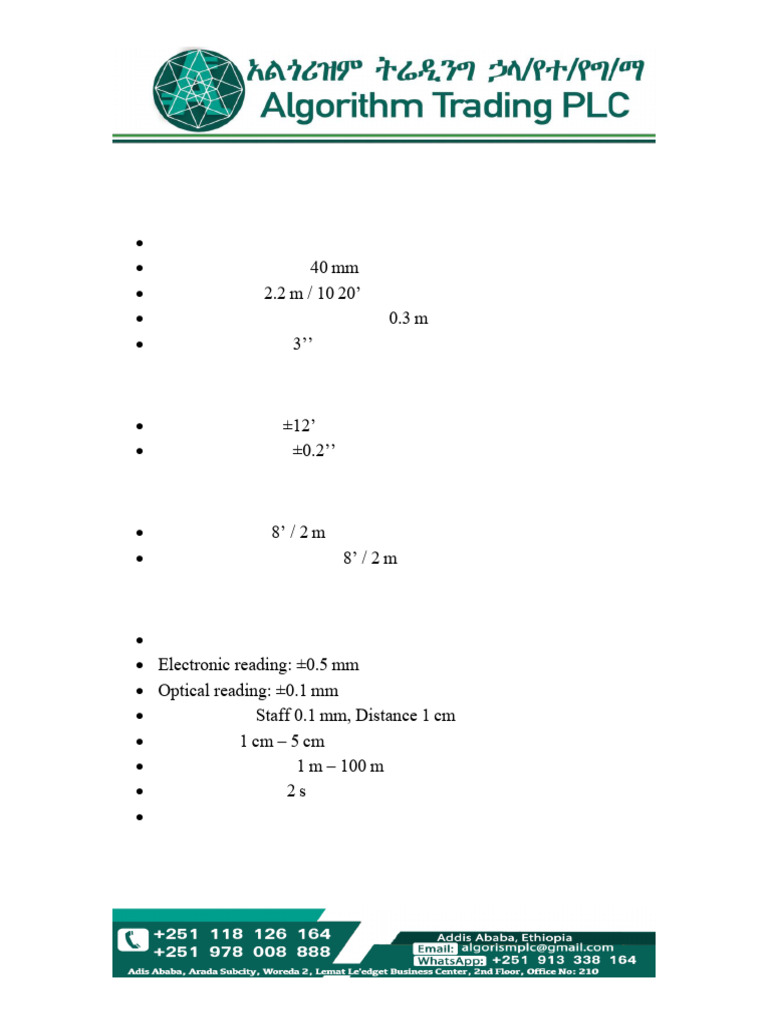 Digital Level Specifications | PDF