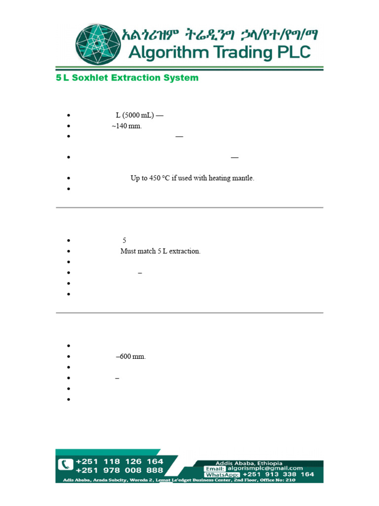 5 L Soxhlet Extraction System Custom Request | PDF
