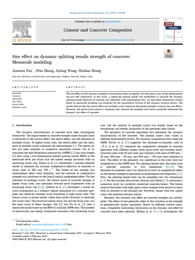 Size effect on dynamic splitting tensile strength of concrete ...