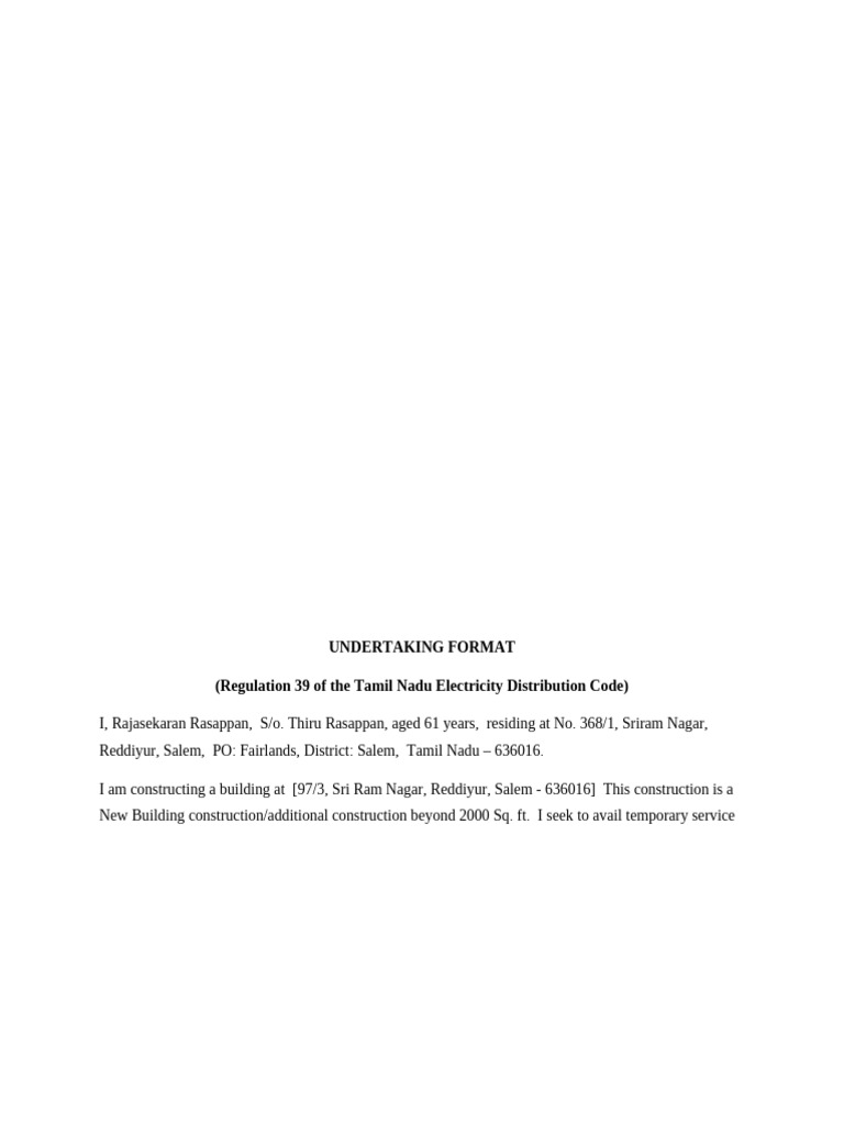 Undertaking Format | PDF