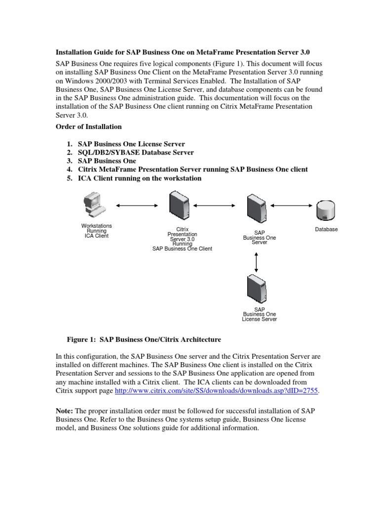 SAP B1 Installation on Citrix MetaFrame | PDF | Citrix Systems ...