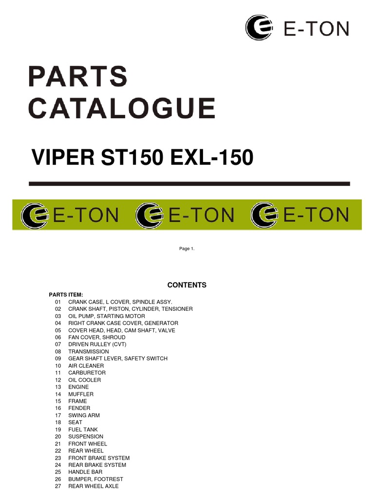 Viper St150 Exl-150-Part Manual | PDF | Screw | Axle