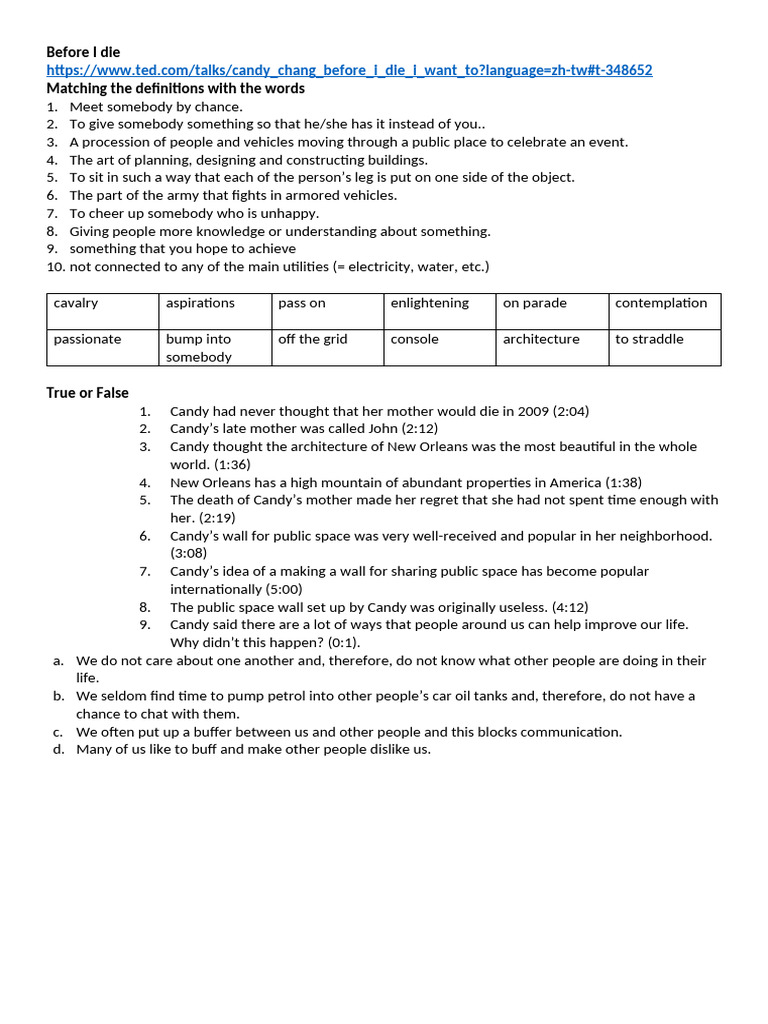 Before I Die Tasks Nknu | PDF