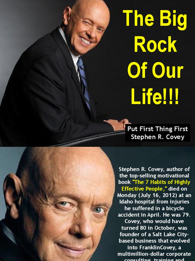 Covey's Big Rocks of Life Explained | PDF | Self-Improvement | Wellness