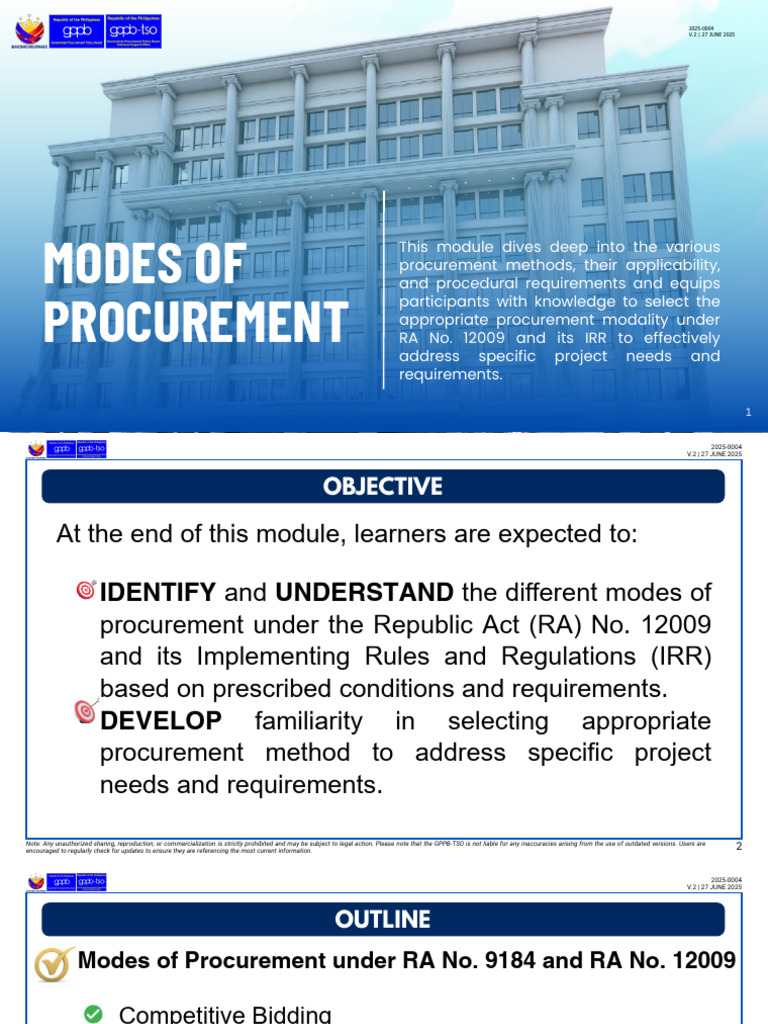 RA 12009: OLD-RETAINED MODES OF PROCUREMENT | PDF | Procurement