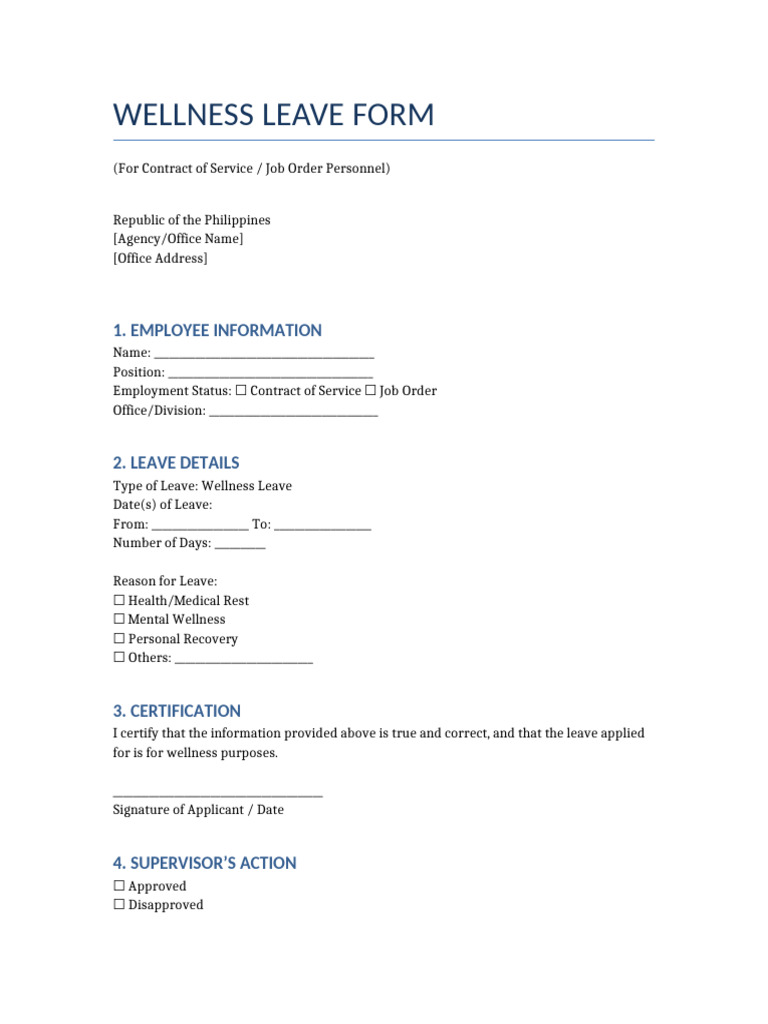 Wellness Leave Form COS | PDF