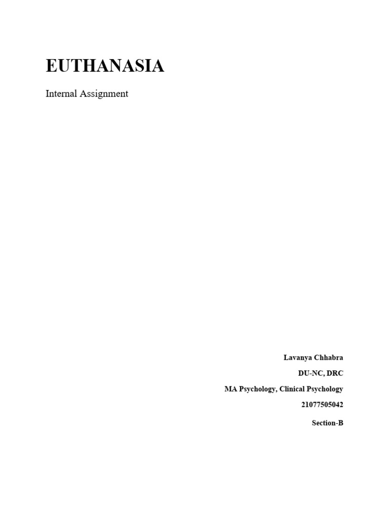 Euthanasia Assignmwnt | PDF | Health Care | Justice