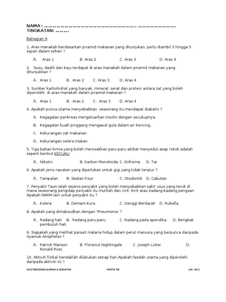 Contoh Soalan Kuiz Kesihatan - Cheveux l