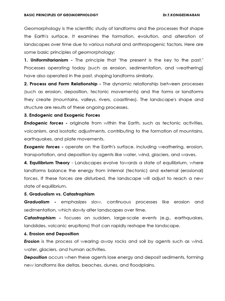 Basic Principles of Geomorphology | PDF
