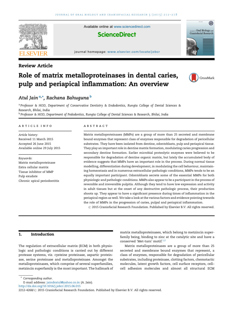 Mmp and Pulp Inflammation | PDF