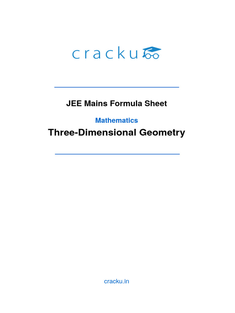3D Geometry Formulas for JEE | PDF