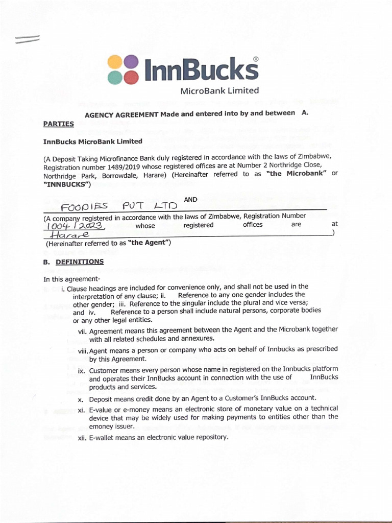 Agency Agreement Form Inbucks - Compressed | PDF