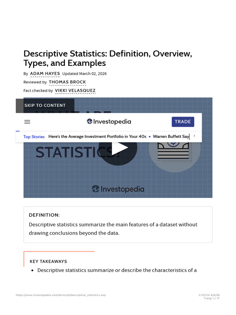 Descriptive Statistics- Definition, Overview, Types, And Examples | PDF