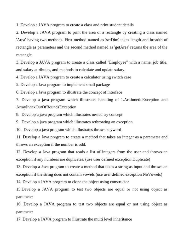 Oops Lab Internal Questions | PDF | Method (Computer Programming ...