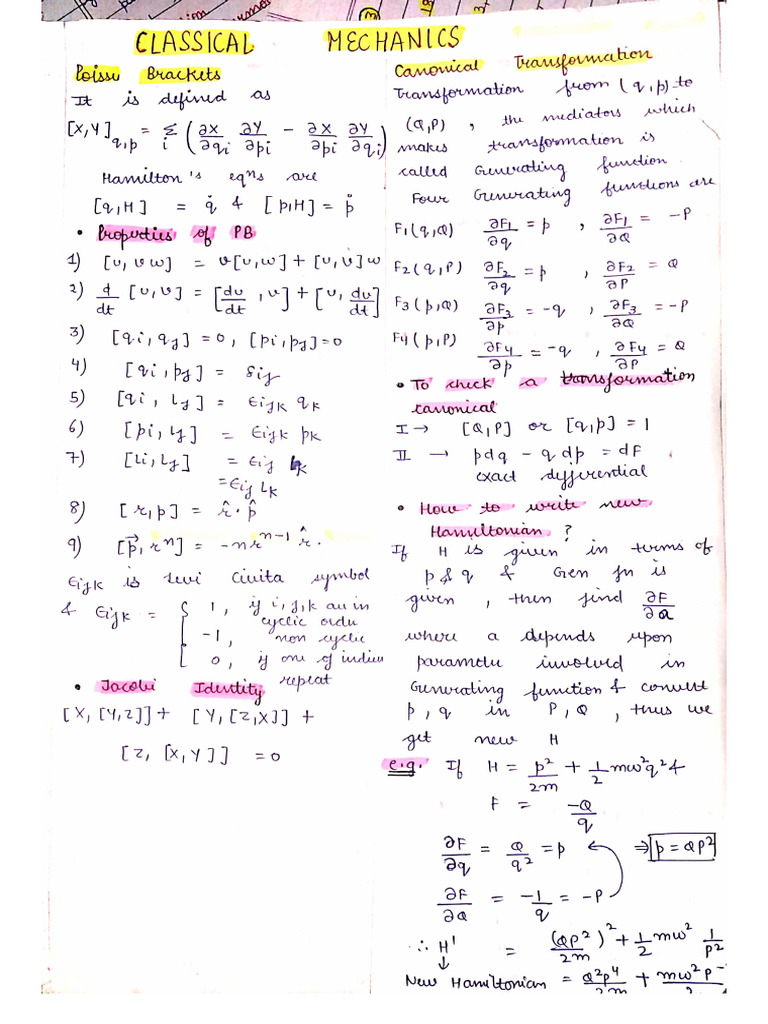 Classical Mechanics Formulas | PDF