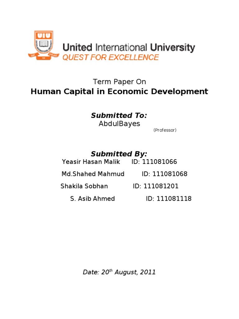 Human Capital Pdf Human Capital Developing Country