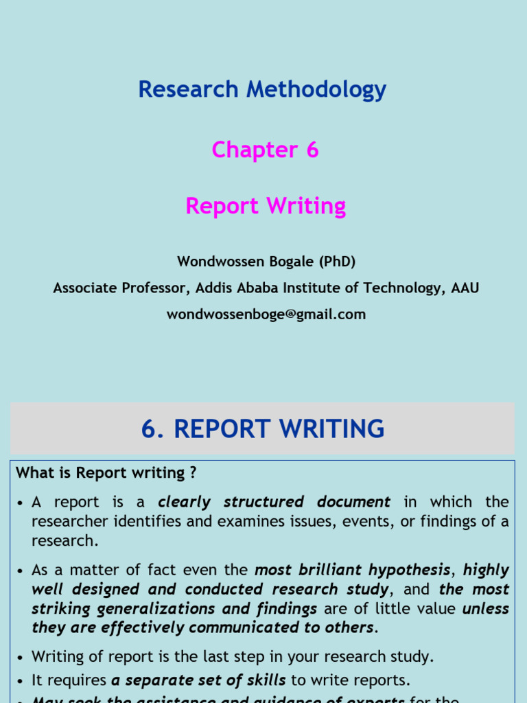Chapter 6_Research Methodology- Report Writting | PDF