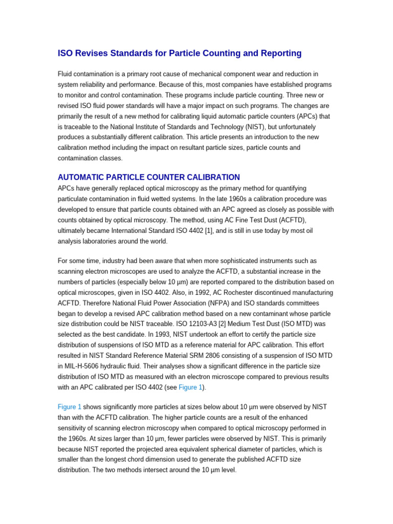 ISO Revises Standards For Particle Counting and Reporting | PDF ...