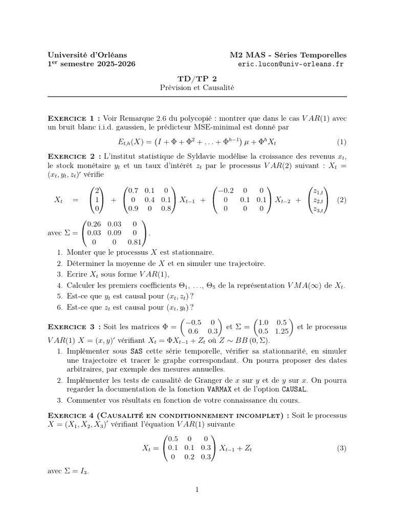 TD2 1 | PDF | Mathématiques appliqués | Mathématiques