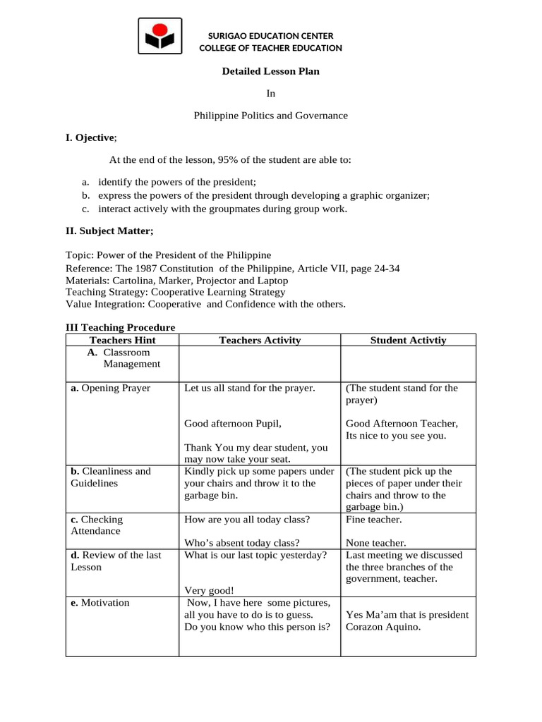 Detailed Lesson Plan SOCIAL STUDIES | PDF | Teachers | Lesson Plan