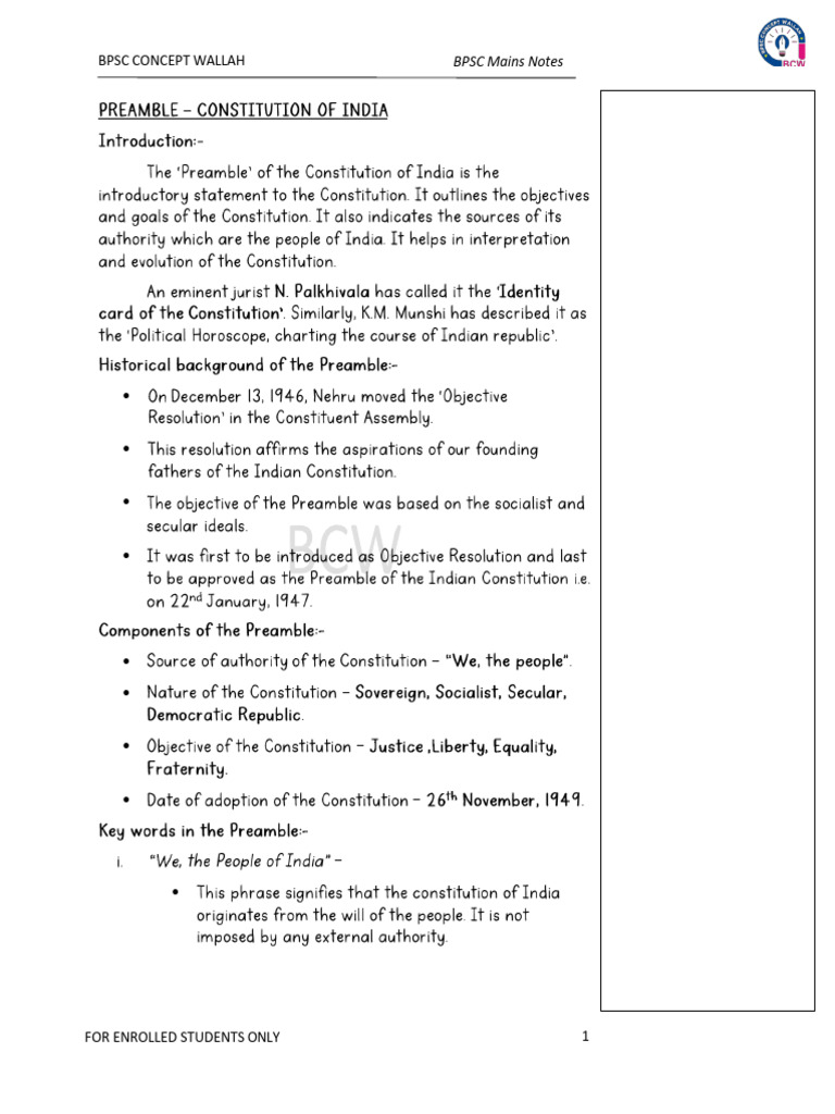 Preamble ENG Notes | PDF