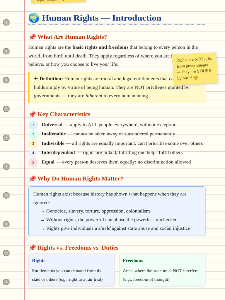 Human Rights Notes (Colourful) | PDF