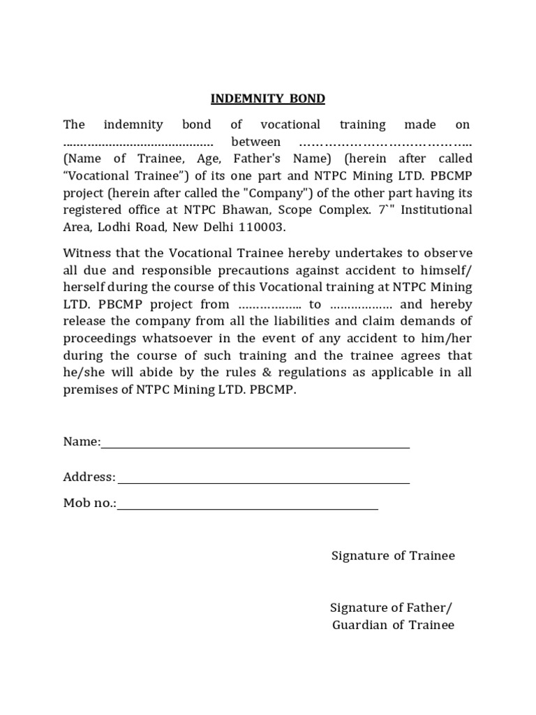 Indemnity Bond Format Edited | PDF