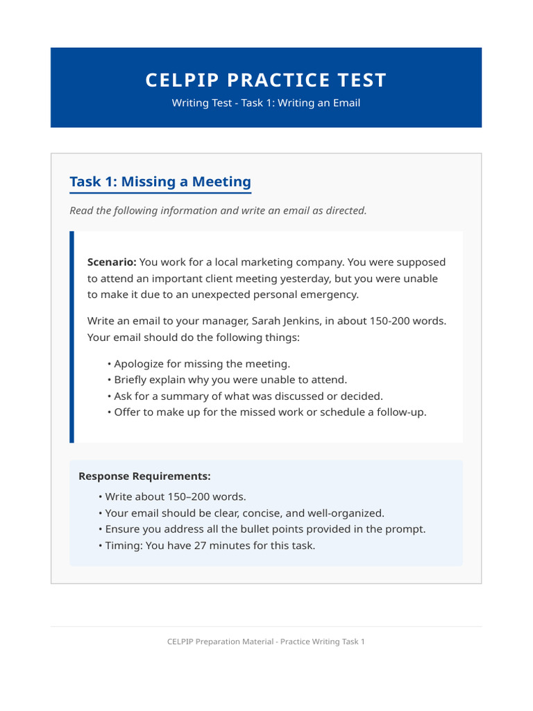 CELPIP Writing Task1 Practice B | PDF