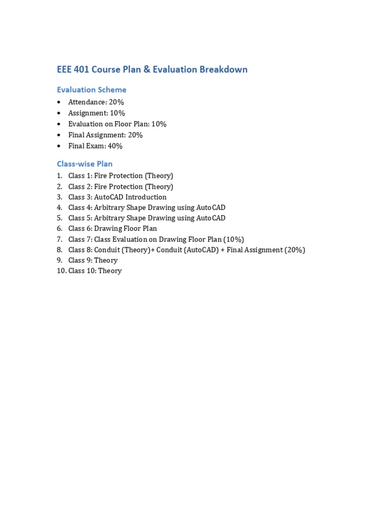 EEE 401 Course Plan by SDT | PDF