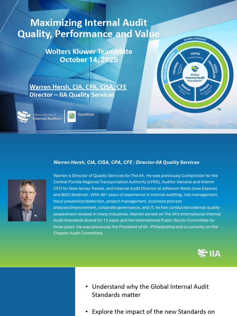presentation maximizing internal audit quality | PDF