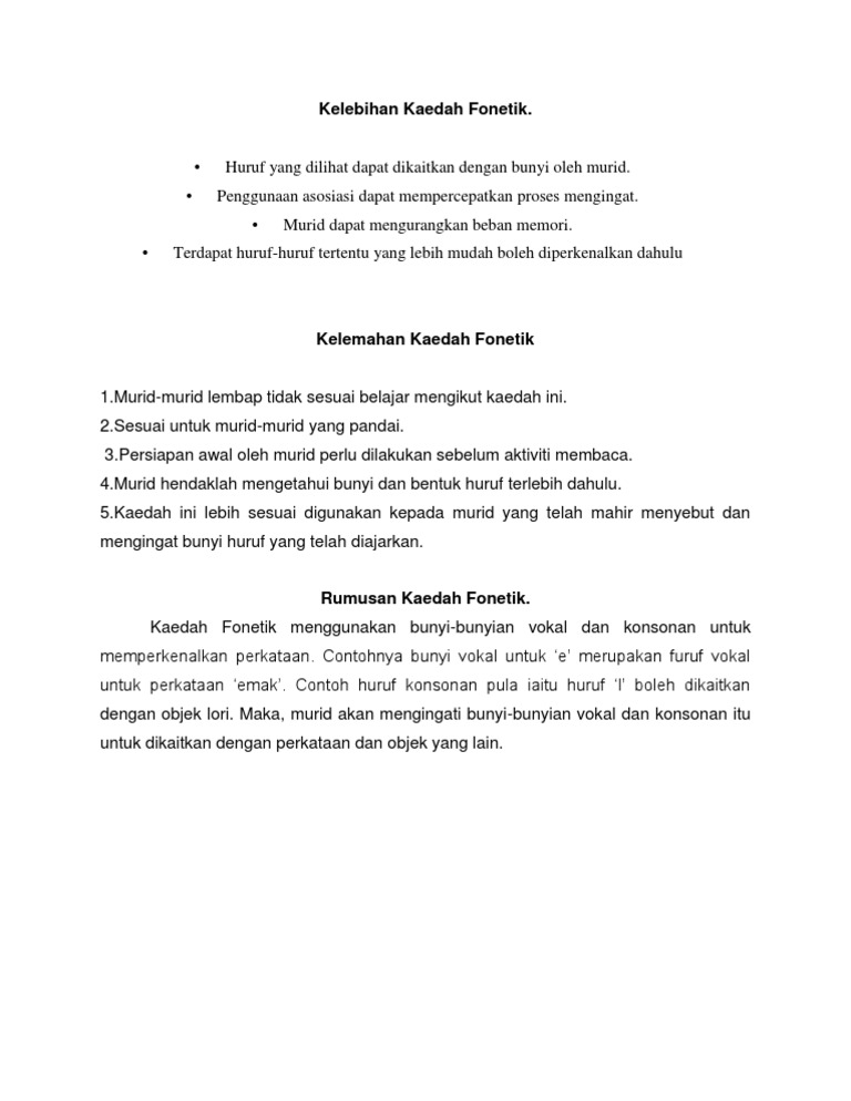 Kelebihan Kaedah Fonetik Pdf