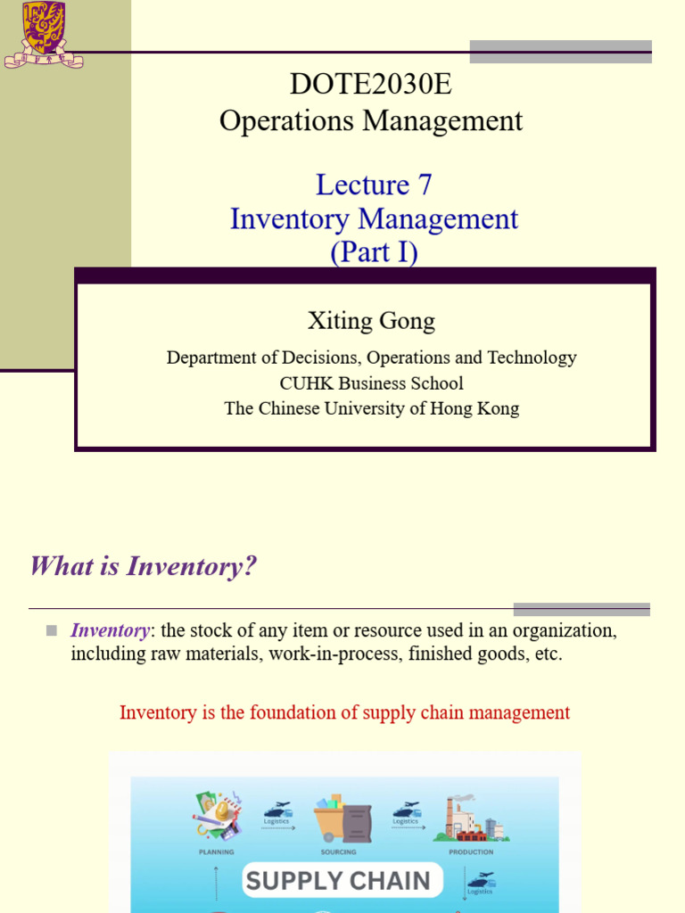 Lecture 7_Inventory Management I | PDF