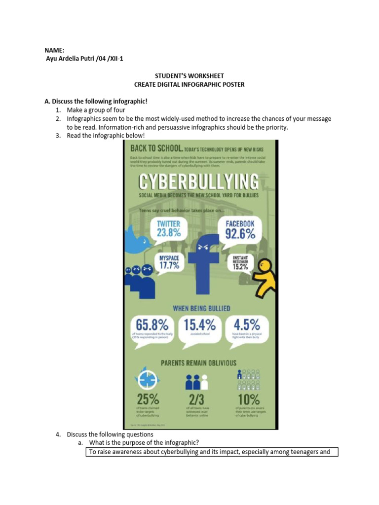 Info Graphic Worksheet | PDF | Infographics | Cyberbullying